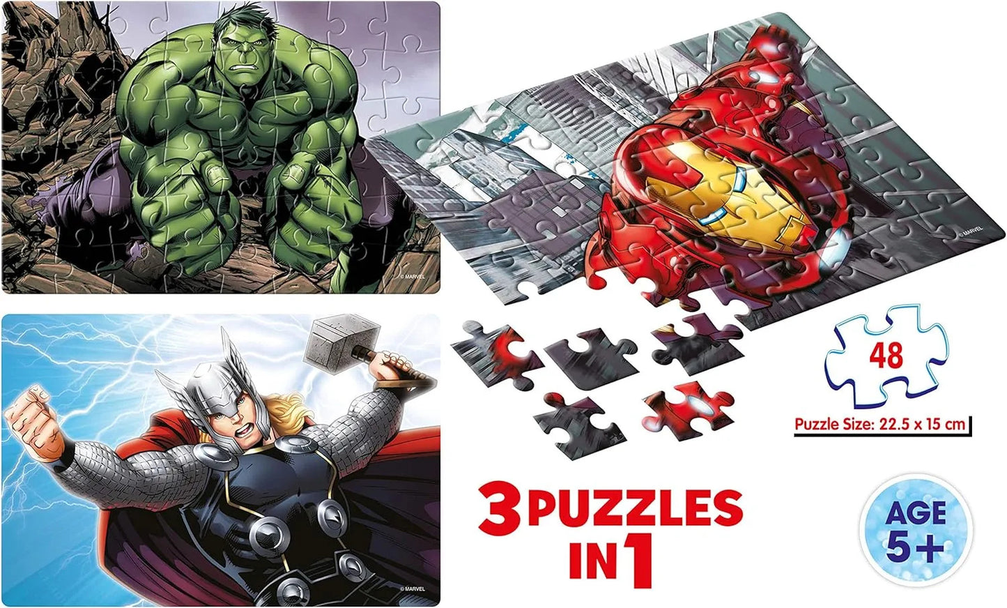 Frank 11312 Marvel Avengers 3×48 Pieces Puzzle (5Y+)