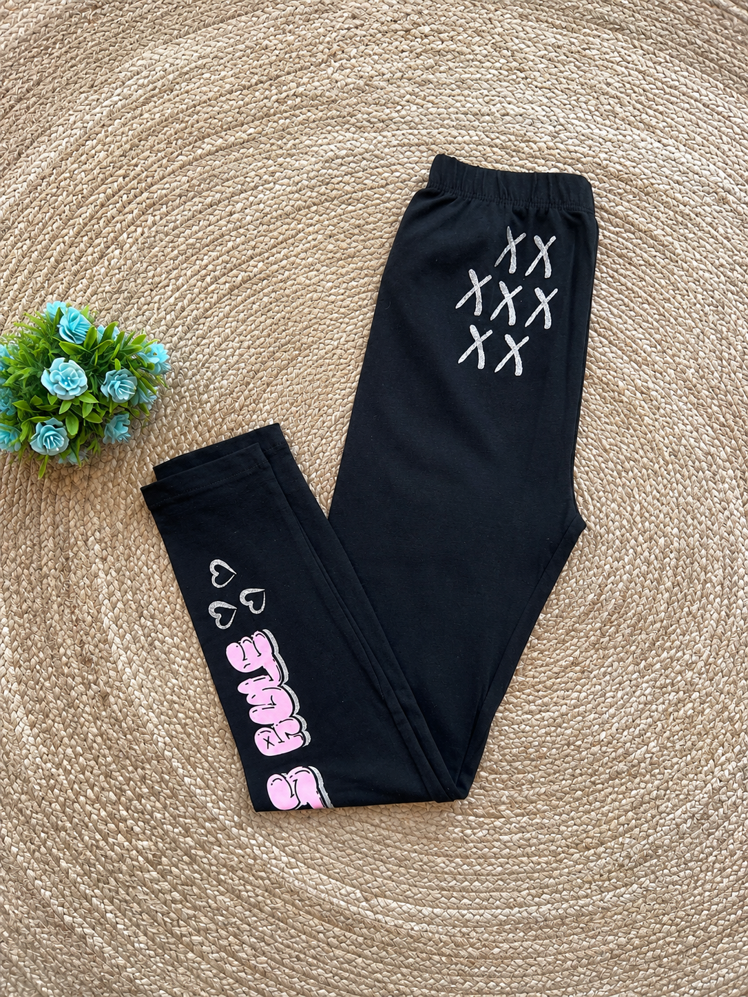 Girl Baby Everyday Wear Leggings-Black X 11-12Y
