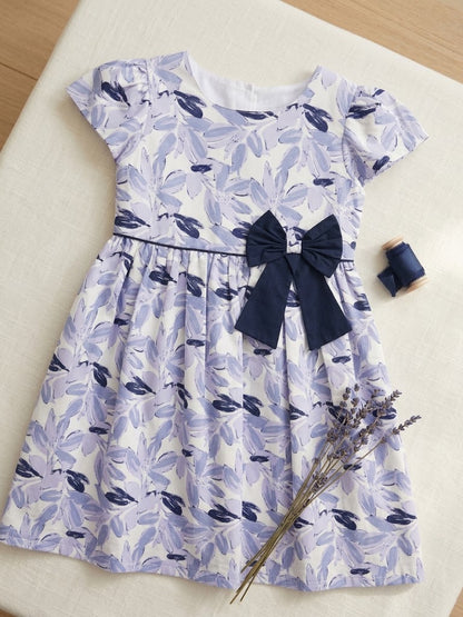 Girl's Navy Blue Cotton Alice Frock (8-12Y)