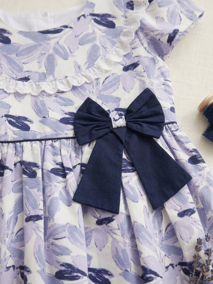 Girl's Navy Blue Cotton Alice Frock (8-12Y)