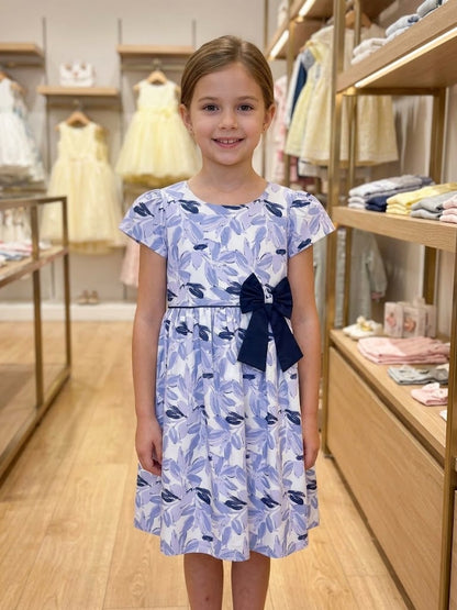 Girl's Navy Blue Cotton Alice Frock (8-12Y)