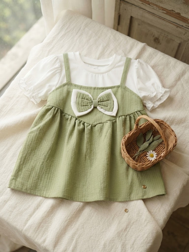 Girl's Sage Green Bow Frock (2-3Y)