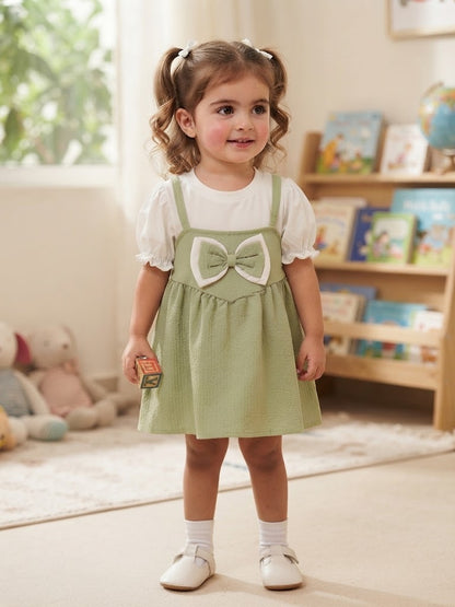 Girl's Sage Green Bow Frock (2-3Y)
