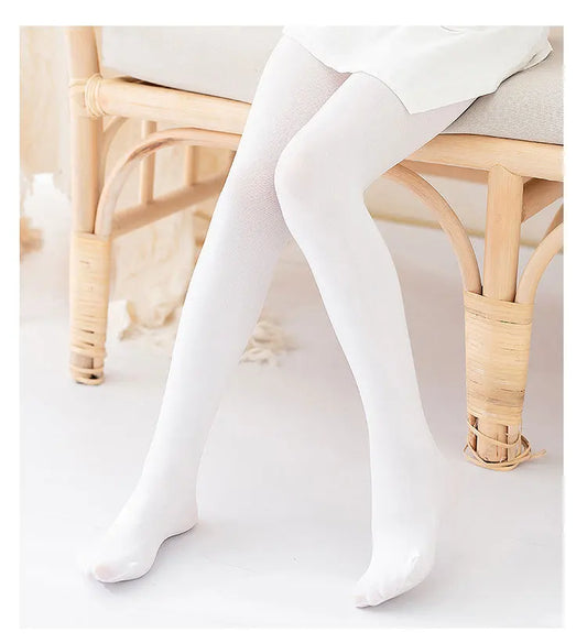 Girl's Soft Cotton Pantyhose Leggings Dance Ballet Tights Stockings- White