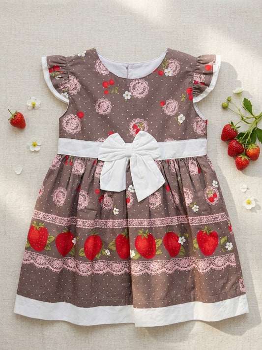 Girl's Strawberry Cotton Alice Frock (2-4Y)