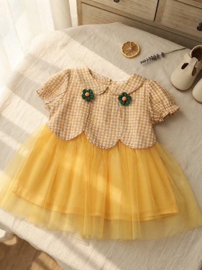 Girl's Yellow Gingham Tulle Frock (6-36M)