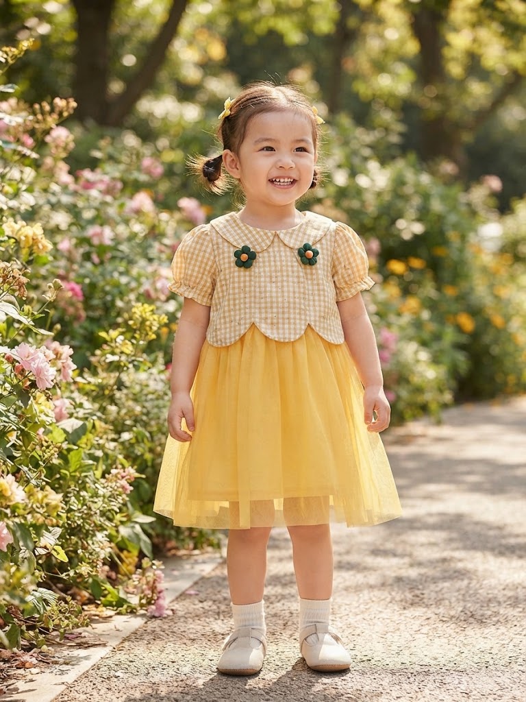 Girl's Yellow Gingham Tulle Frock (6-36M)