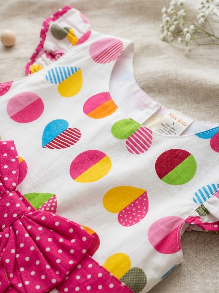 Girl's Polka Heart Cotton Alice Frock (5-8Y)