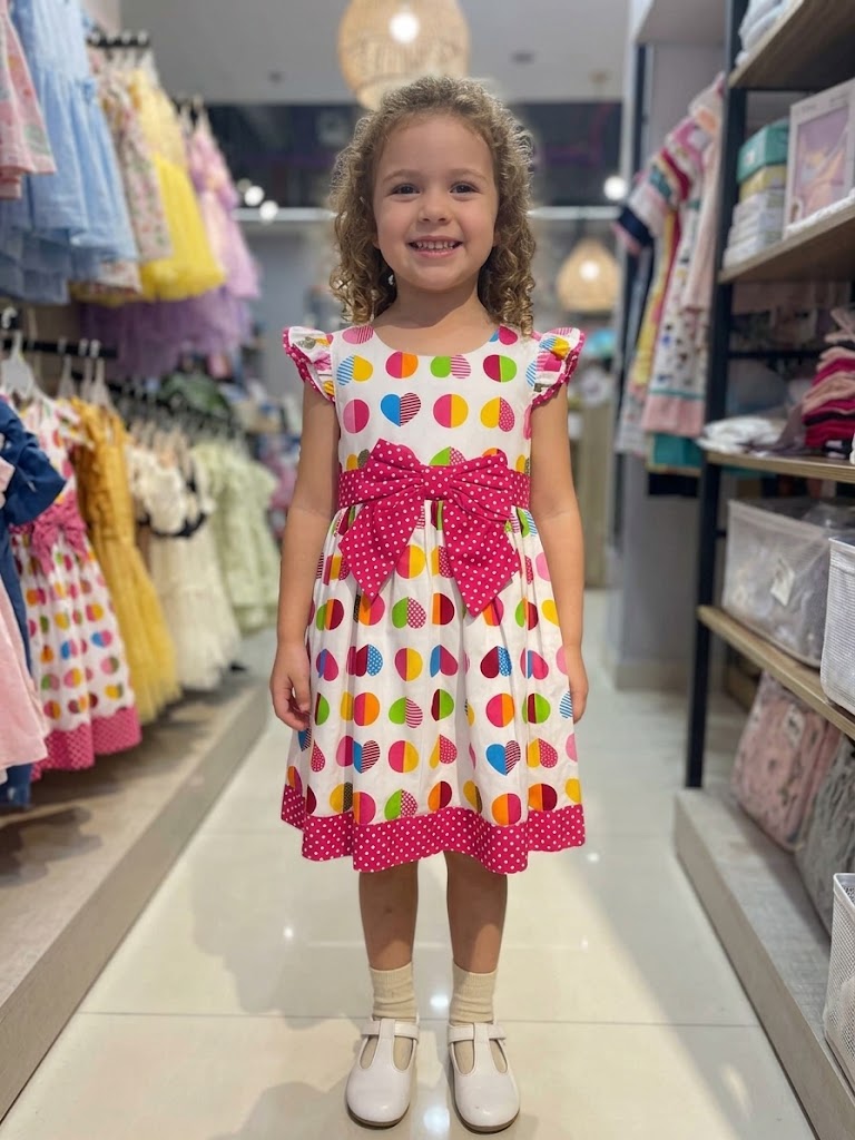 Girl's Polka Heart Cotton Alice Frock (5-8Y)