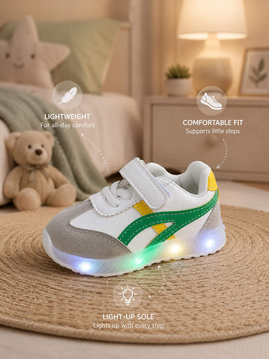 Glow-Run Retro Light-Up Sneakers for Kids
