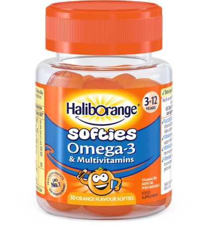 Haliborange Omega-3 & Multivitamin Orange Softies Gummy 30 Tablets (3-12Y)