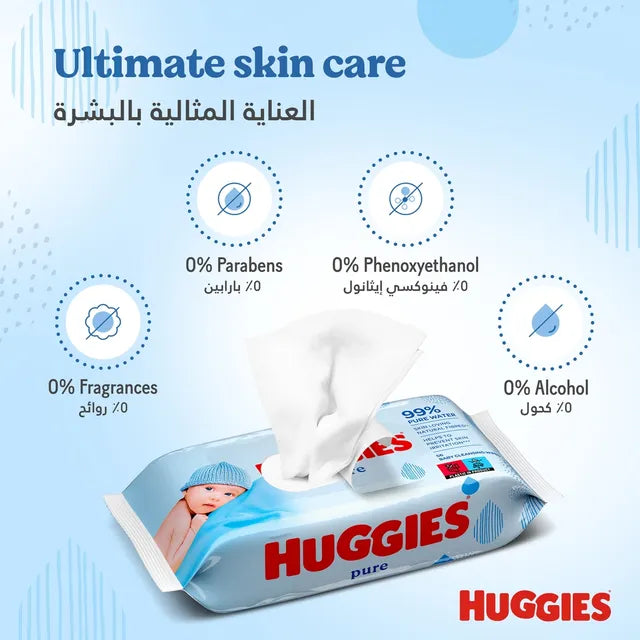 Huggies Pure Baby Wipes 56 Pcs