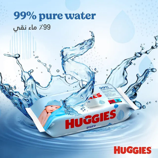 Huggies Pure Baby Wipes 56 Pcs