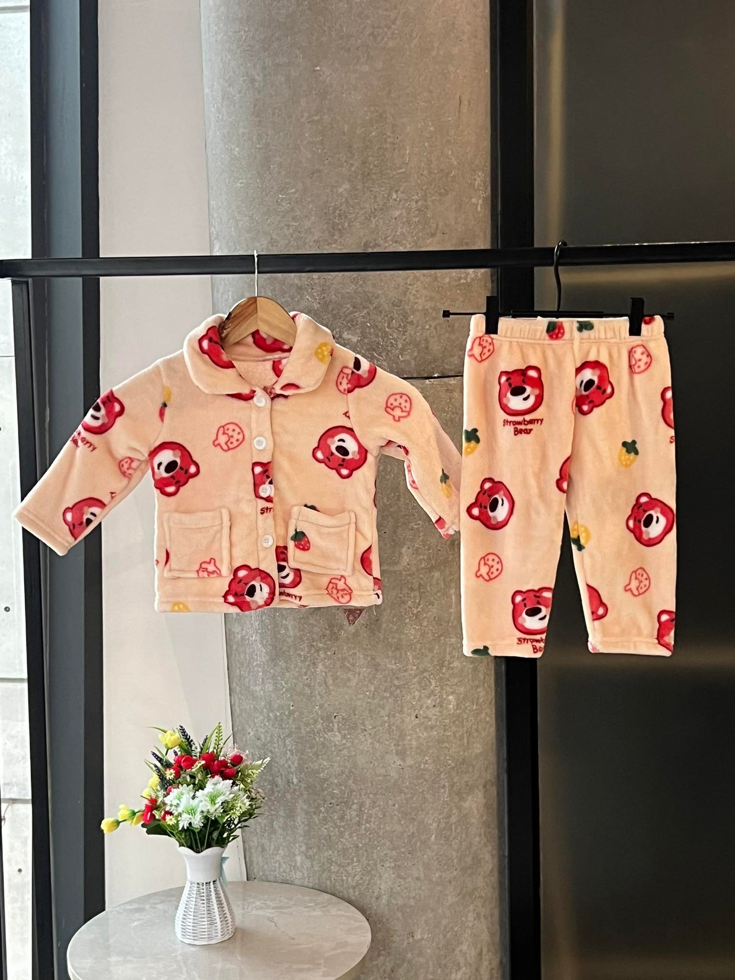 Kid's Winter Pajama Set- Peach