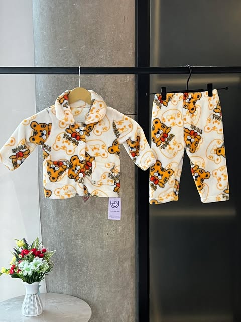 Kid's Winter Pajama Set- White & Yellow