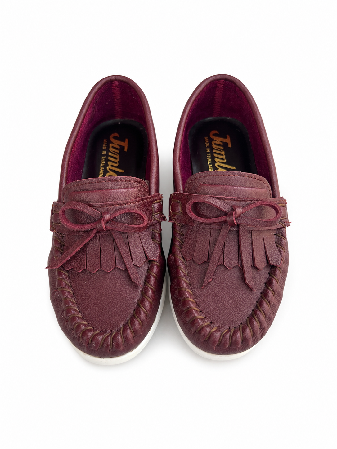 Kid's Classic Faux Leather Tassel Loafers- Burgundy