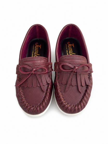 Kid's Classic Faux Leather Tassel Loafers- Burgundy