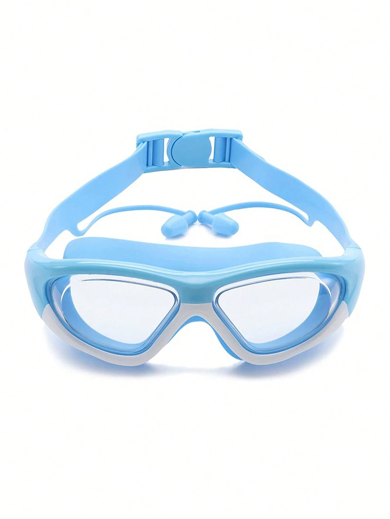 Kids Anti-Fog Waterproof Swimming Goggle With Silicone Ear Plugs-Blue
