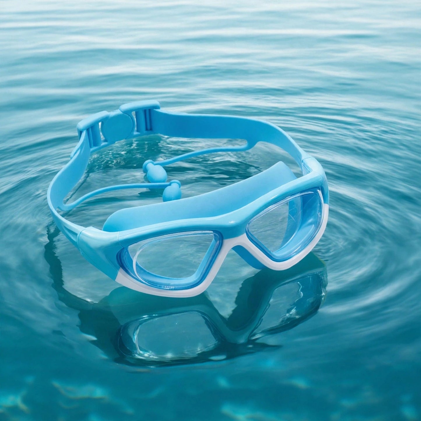 Kids Anti-Fog Waterproof Swimming Goggle With Silicone Ear Plugs-Blue