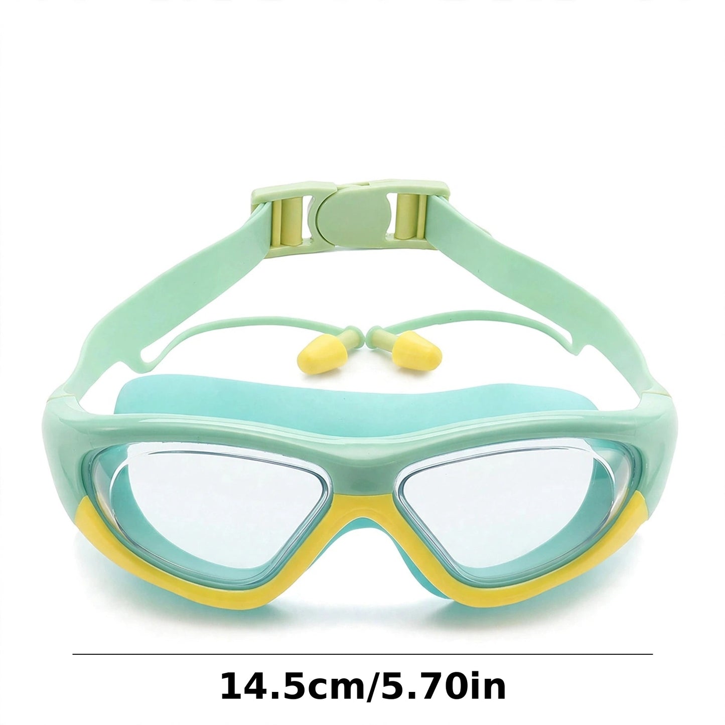 Kids Anti-Fog Waterproof Swimming Goggle With Silicone Ear Plugs-Mint Green