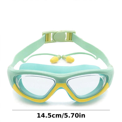 Kids Anti-Fog Waterproof Swimming Goggle With Silicone Ear Plugs-Mint Green