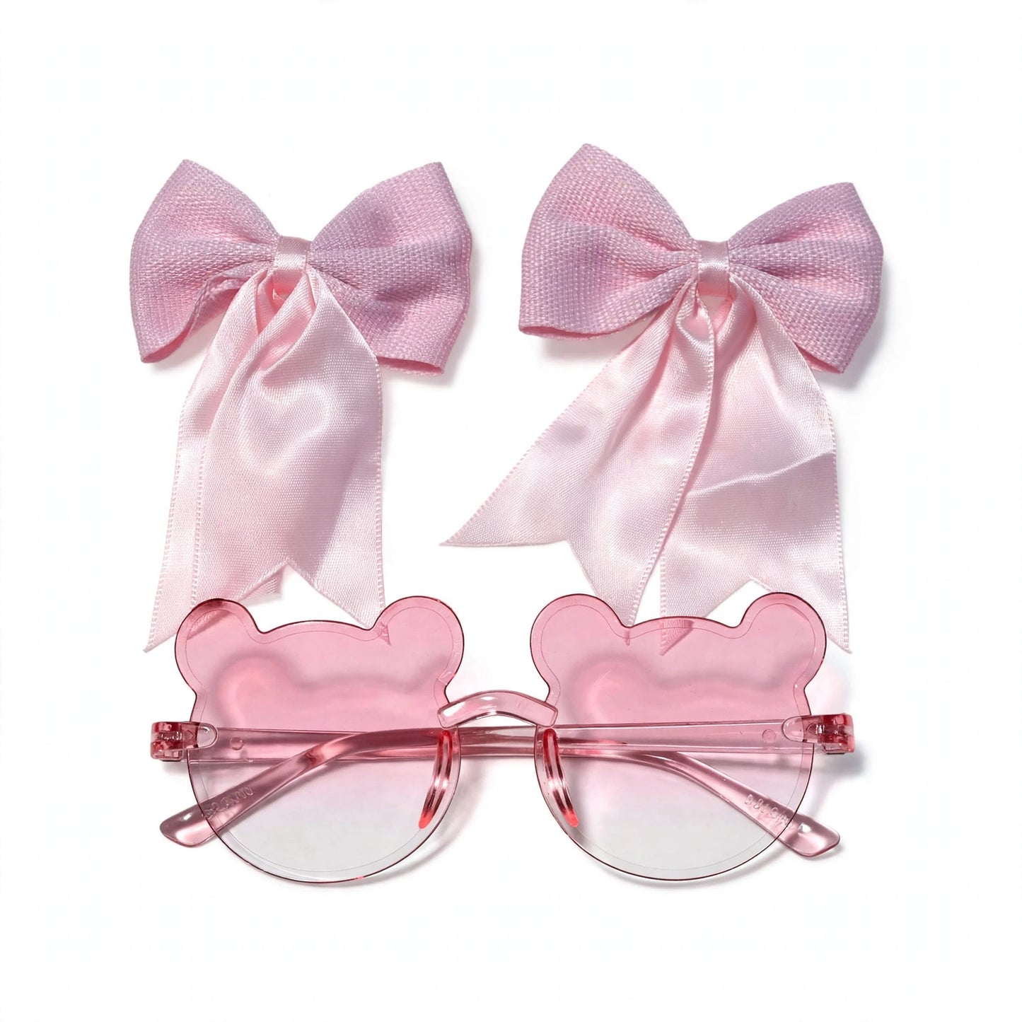 Kids Bear Sunglasses & Hair Bow Set - Pink (2Y+)