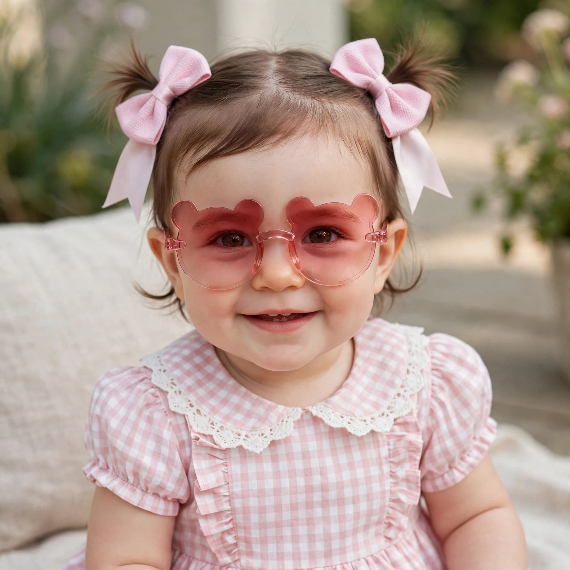 Kids Bear Sunglasses & Hair Bow Set - Pink (2Y+)