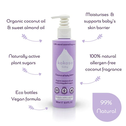 Kokoso Baby Coconut Oil Baby Lotion- Natural Coconut 190ml