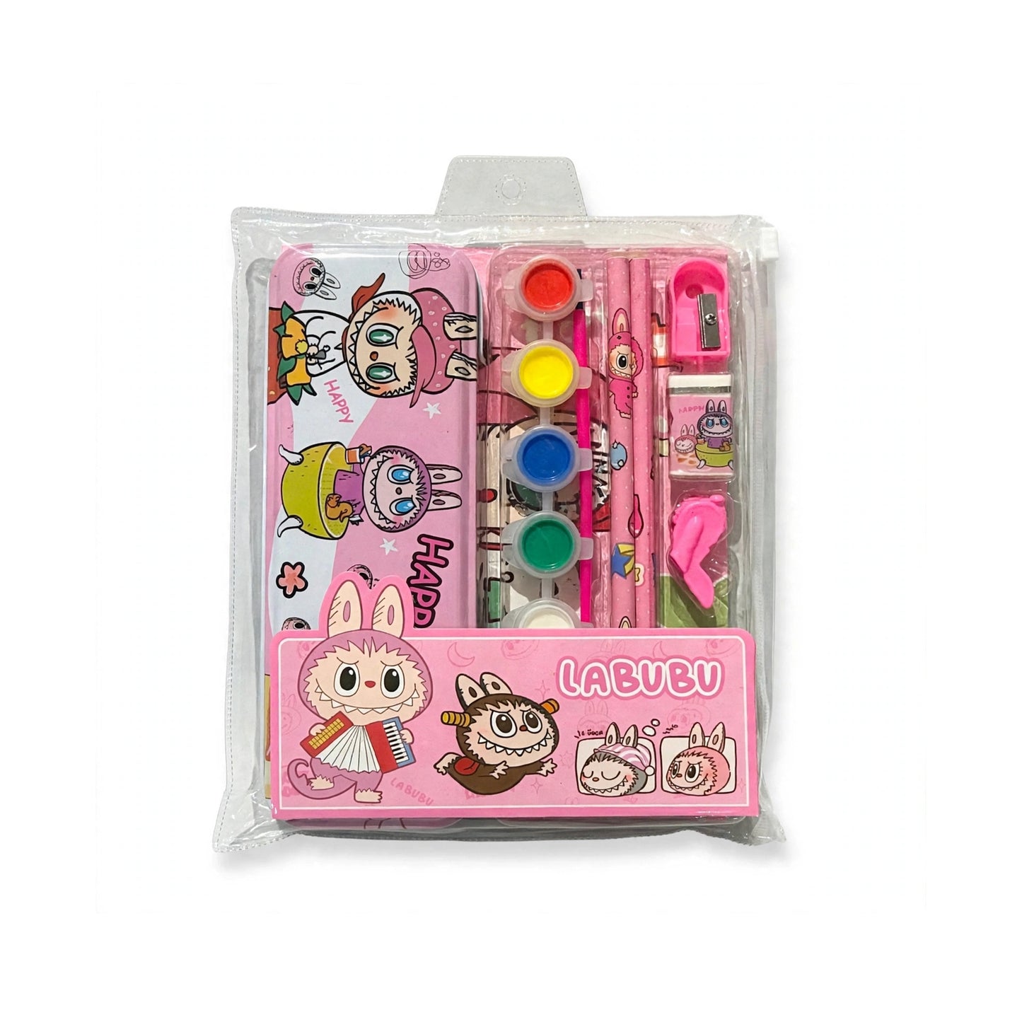 Labubu Kids Art & Pencil Box Stationery Set (Pink)