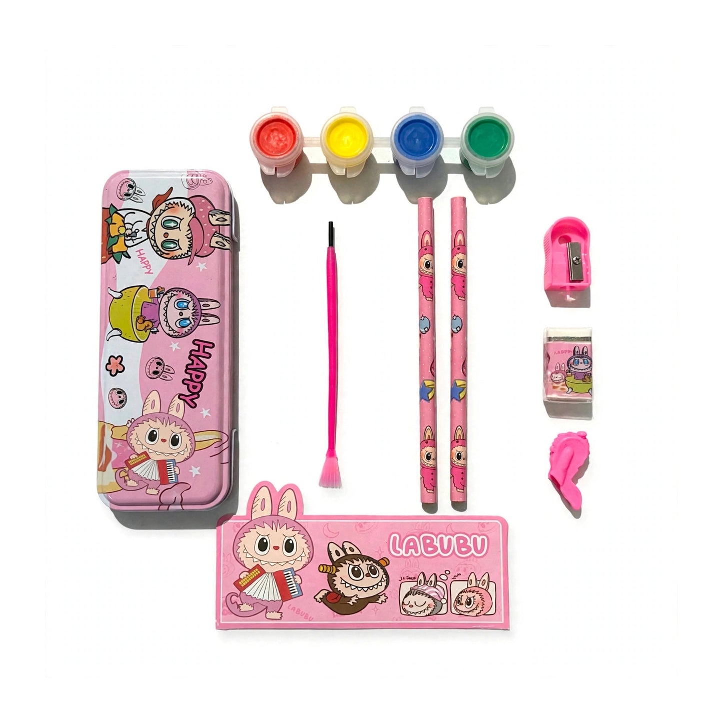 Labubu Kids Art & Pencil Box Stationery Set (Pink)
