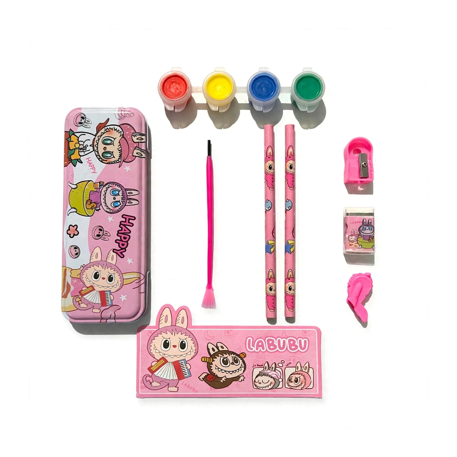 Labubu Kids Art & Pencil Box Stationery Set (Pink)