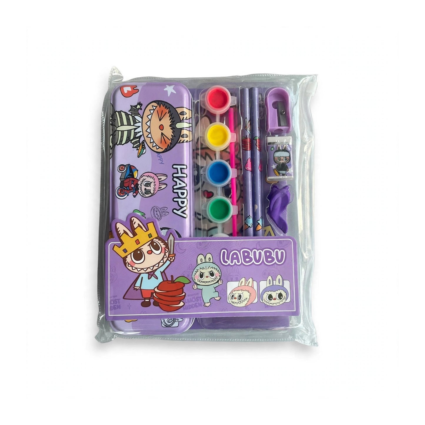 Labubu Kids Art & Pencil Box Stationery Set (Purple)