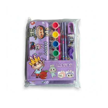 Labubu Kids Art & Pencil Box Stationery Set (Purple)