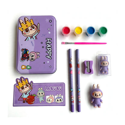 Labubu Kids Art & Pencil Box Stationery Set (Purple)