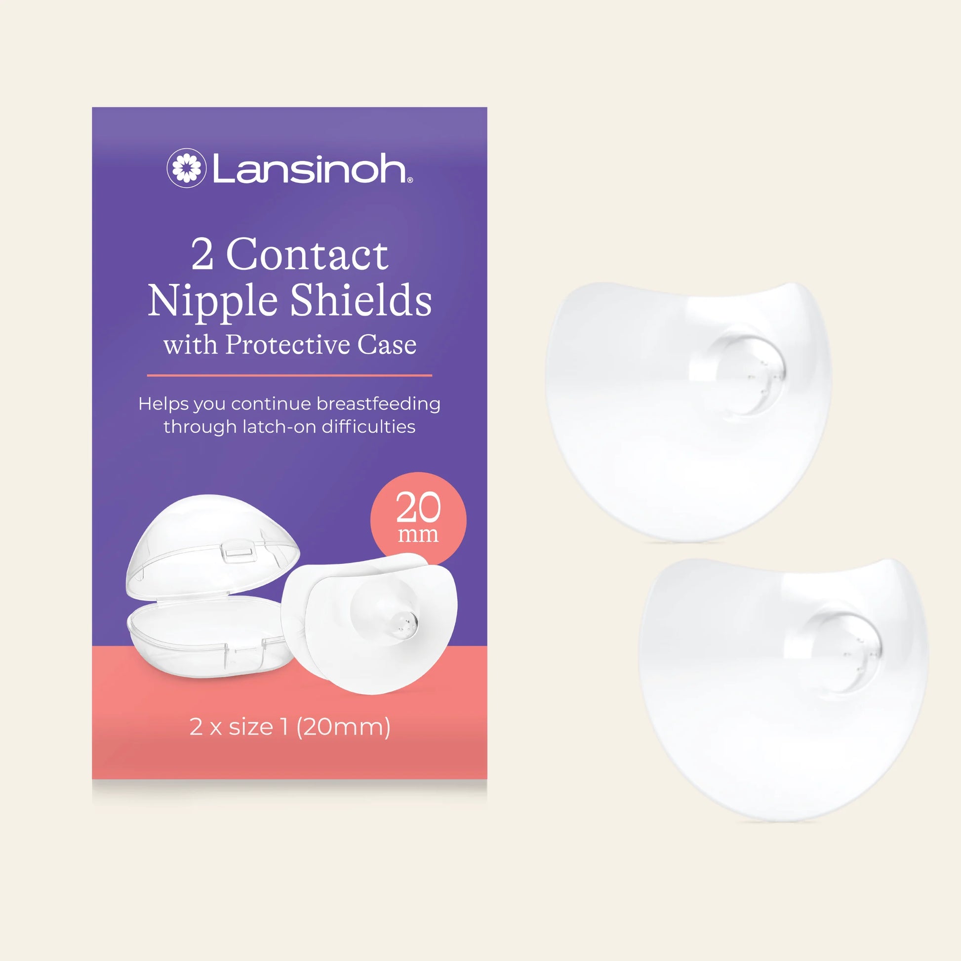 Lansinoh 2 Contact Nipple Shields Size 1 (M)- 20mm