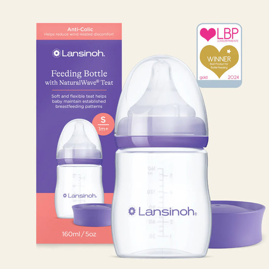 Lansinoh Feeding Bottle With Natural Wave Teat (1m+) 160ml-(S)