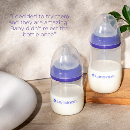 Lansinoh Feeding Bottle With Natural Wave Teat (1m+) 160ml-(S)