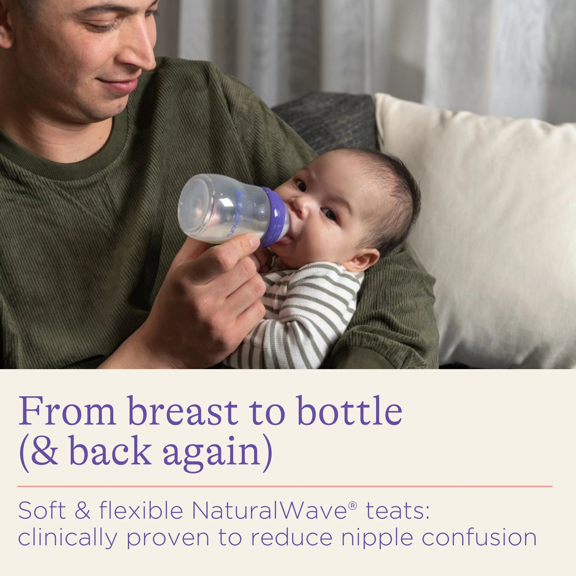 Lansinoh Feeding Bottle With Natural Wave Teat (1m+) 160ml-(S)