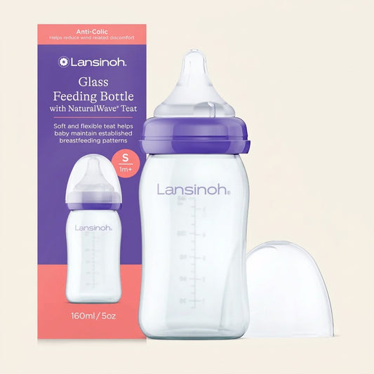Lansinoh Glass Feeding Bottles 160ml with NaturalWave Teat