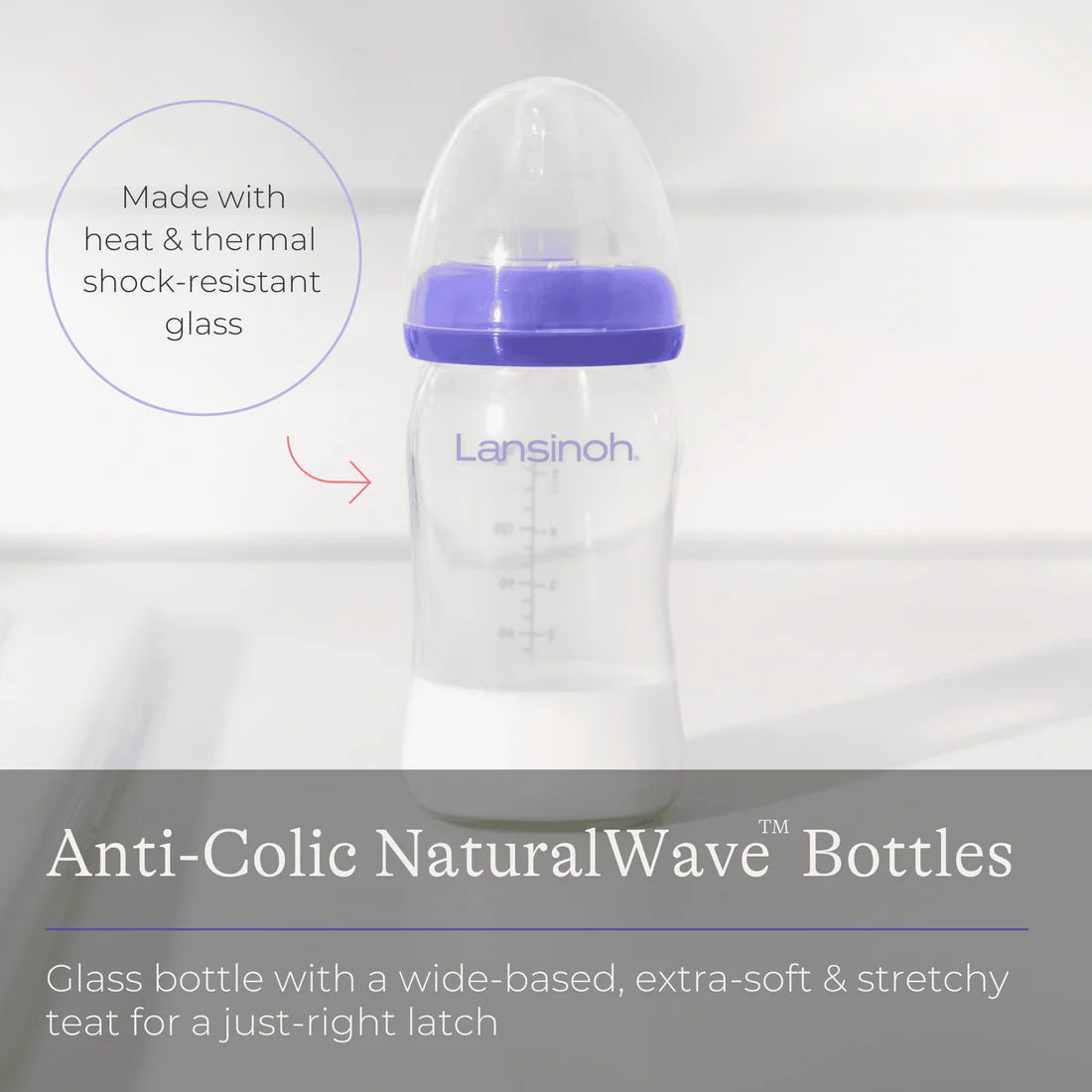 Lansinoh Glass Feeding Bottles 160ml with NaturalWave Teat