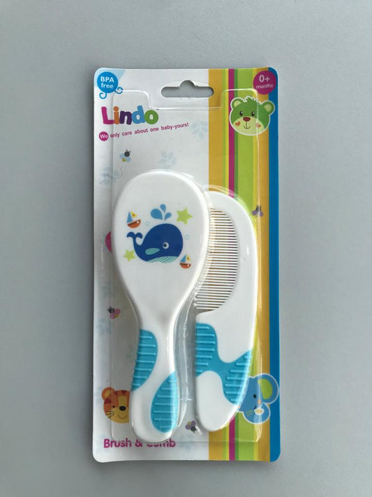 Lindo Kids Hair Brush & Comb Set (Blue)