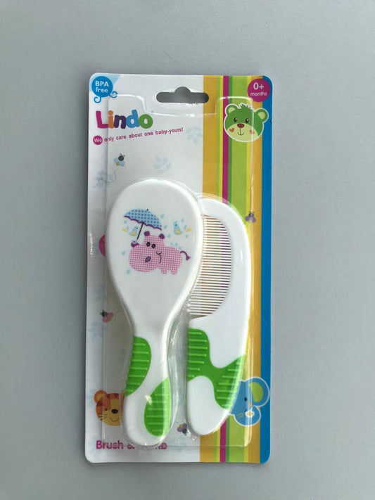 Lindo Kids Hair Brush & Comb Set (Green)