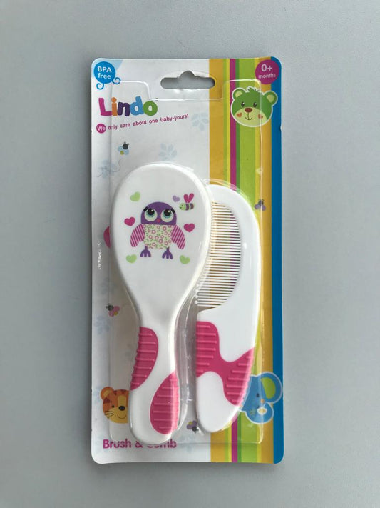 Lindo Kids Hair Brush & Comb Set (Pink)