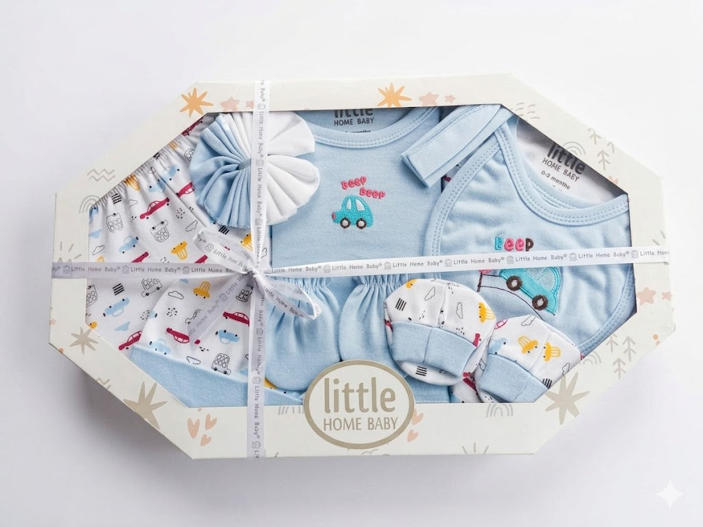 Little Home Baby "Beep Beep Car" Baby Gift Set (Blue)- 10pcs