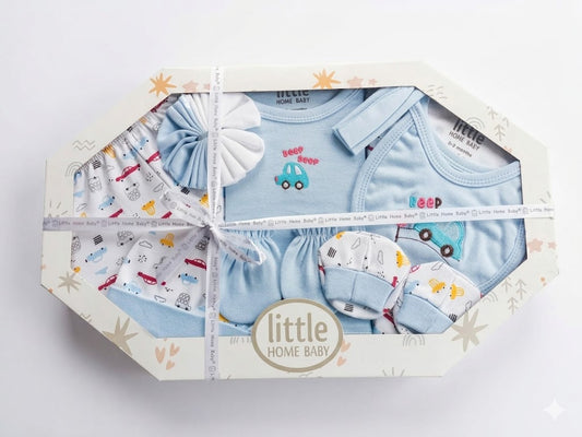 Little Home Baby "Beep Beep Car" Baby Gift Set (Blue)- 10pcs