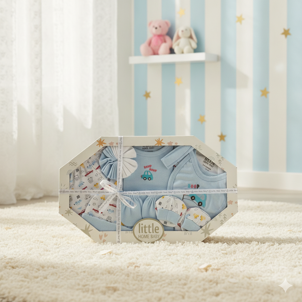 Little Home Baby "Beep Beep Car" Baby Gift Set (Blue)- 10pcs
