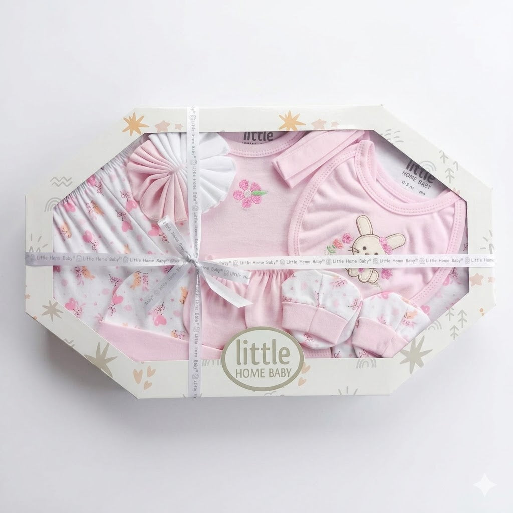 Little Home Baby "Cute Bunny & Flower" Baby Gift Set (Pink)- 10pcs