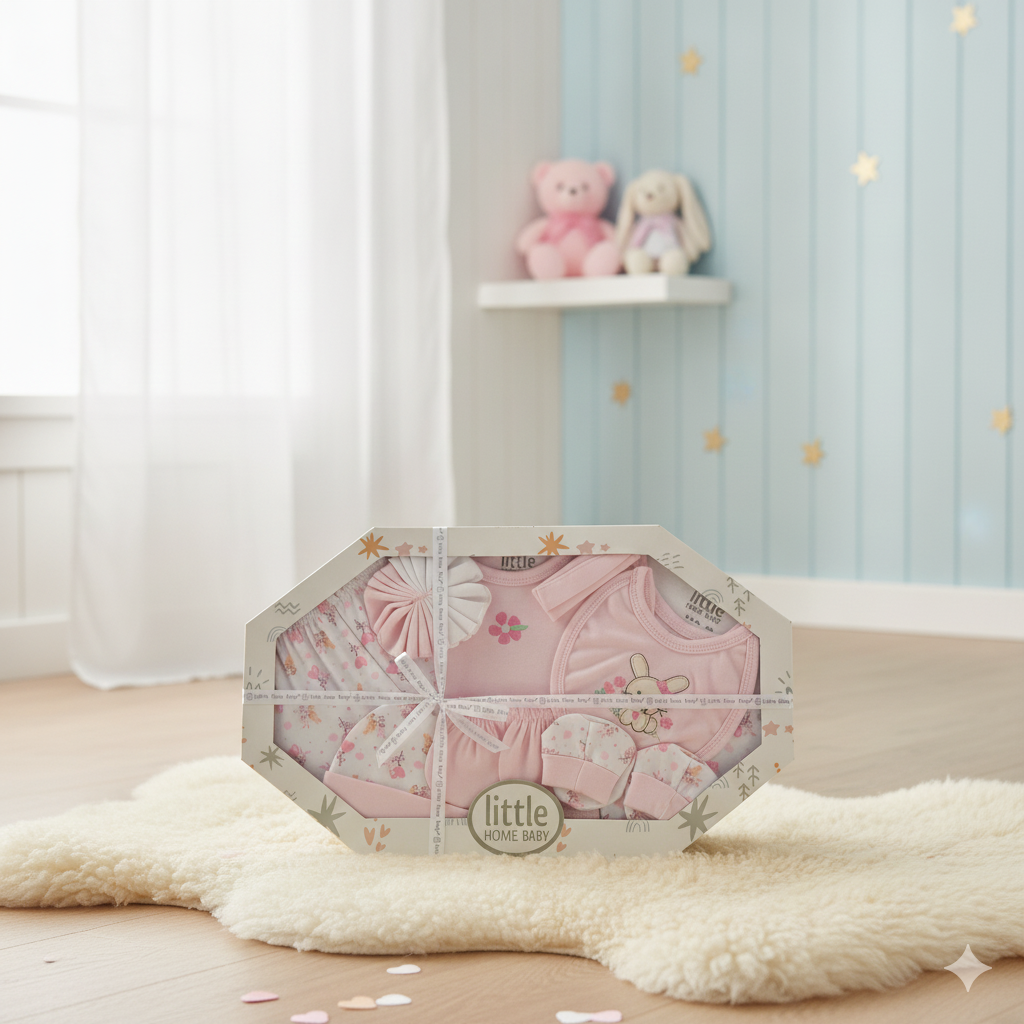 Little Home Baby "Cute Bunny & Flower" Baby Gift Set (Pink)- 10pcs