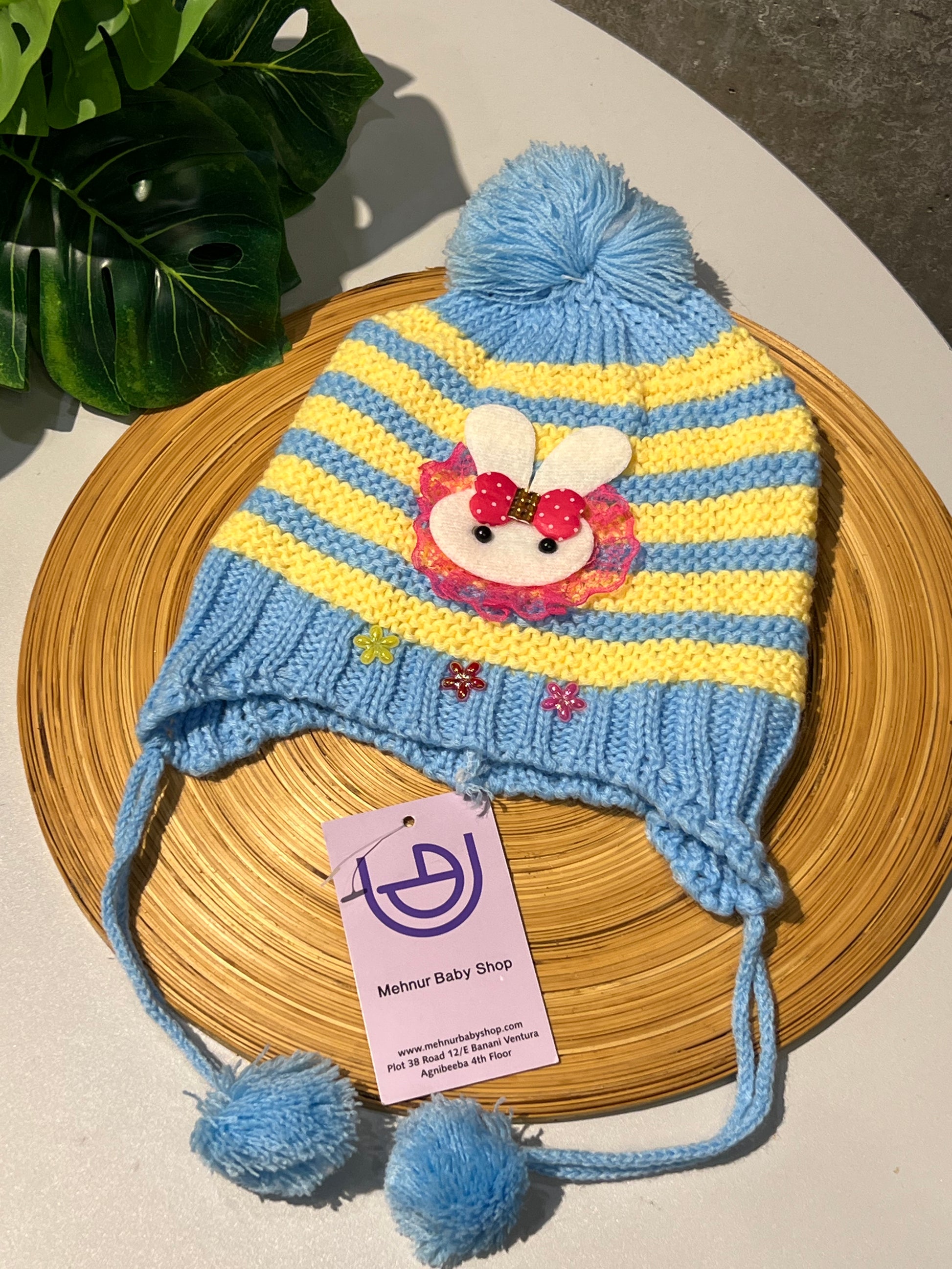 Little Rabbit Striped Earflap Cap-Blue (6m-2y)