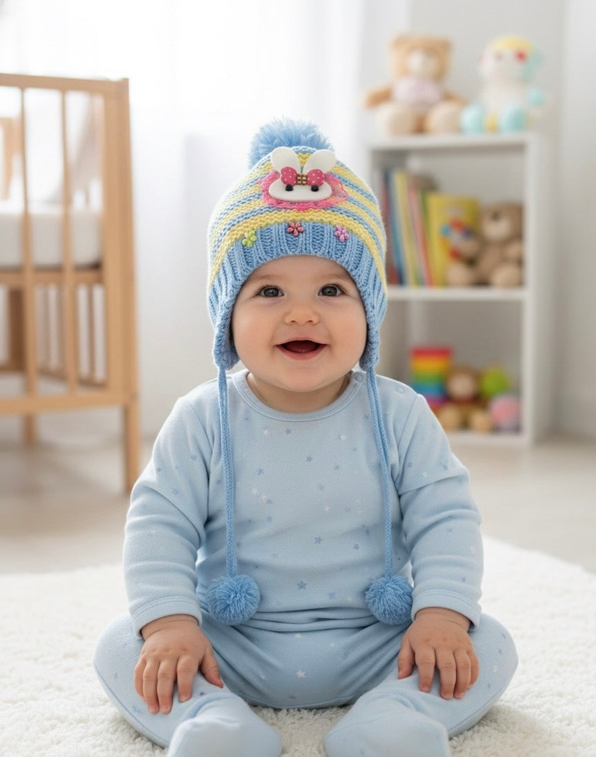 Little Rabbit Striped Earflap Cap-Blue (6m-2y)